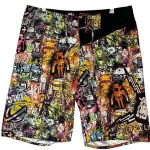 Lost Enterprises Pinky Taylor Graffiti Robot Board Shorts Mens Size 34